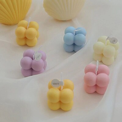 Small Scented Candle Mini Cube Bubble Shaped Wax Candles for