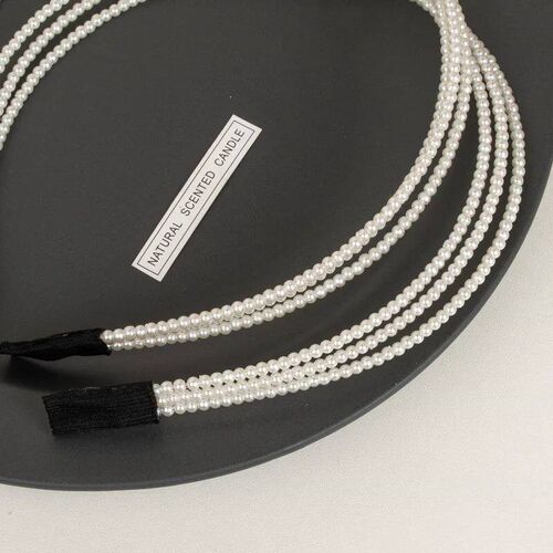 Three layer White Pearl Headbands for Women Handmade Wave Si