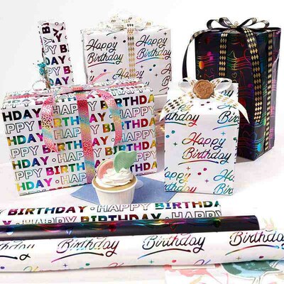 43*300cm Large Birthday gift wrapping paper Gilded wrapper01