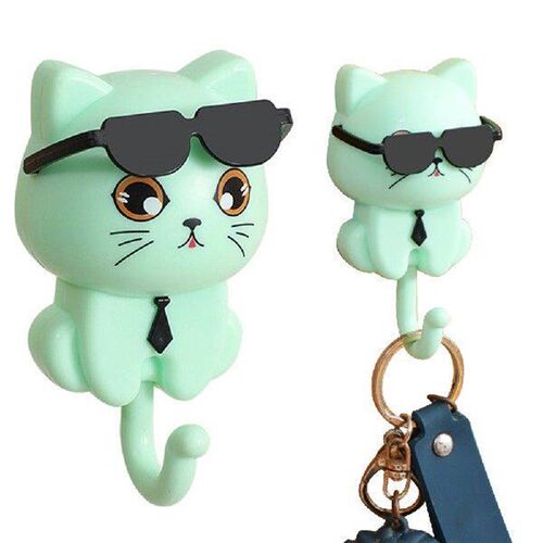 Creative Cute Cat Key Holder Adhesive Coat Hooks Decorative