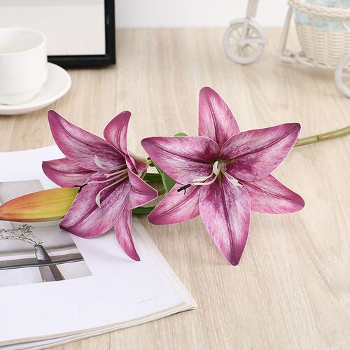 Two Flowers and One Bud Single  Artificial Flower Wedding De
