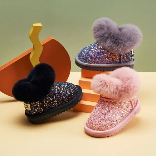 2023 Winter Kids Fashion snow boots thick Child Genuine Leat