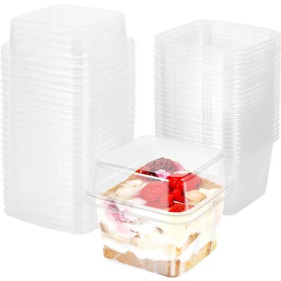 50Pcs Square Cake Boxes Slice Dessert Box Cupcake Container