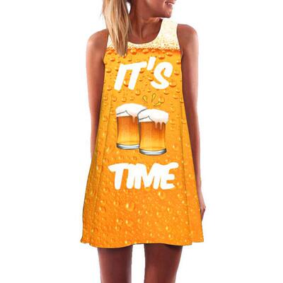 Woman Summer Dress Loose Sleeveless Dynamic Music Note