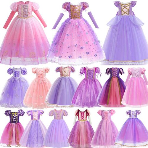 Girls Princess Rapunzel Dress Kid Cosplay Tangled Costume