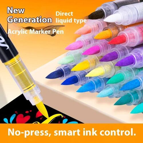 12 To 240 Colors Acrylic Paint Pens Set Multi Tip Brush Penc