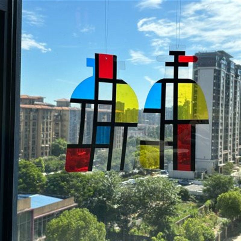 蒙德里安瓶子幼儿园环创材料吊饰挂饰光影区角光影游戏彩色玻璃纸,家居饰品,玻璃膜/贴,淘宝优惠券,粉丝福利购,淘宝优惠卷