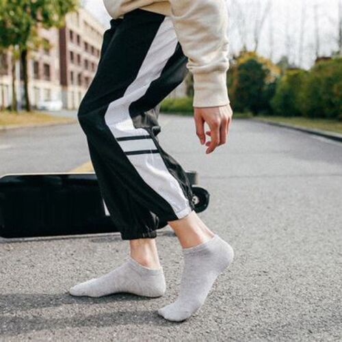5 Pairs/Lot Low Cut Men Socks Solid Color Black White Gray B