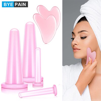 4Pcs Facial Cupping Chinese Silicone Massage Cup Vacuum Suct