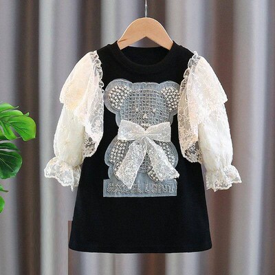 Lace Dresses for Girls Clothes Toddler Kids Cute Bear Dress