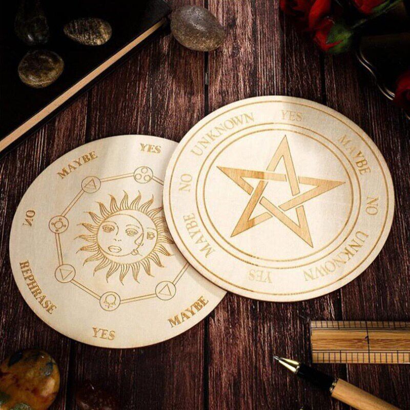 Wooden Divination Pendulum Board Star Sun Moon Energy Carven