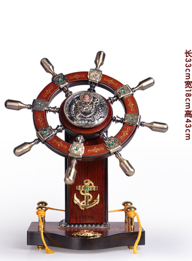领航舵落地摆件店铺木质舵手乔迁开业礼品办公室船舵客厅酒店装饰
