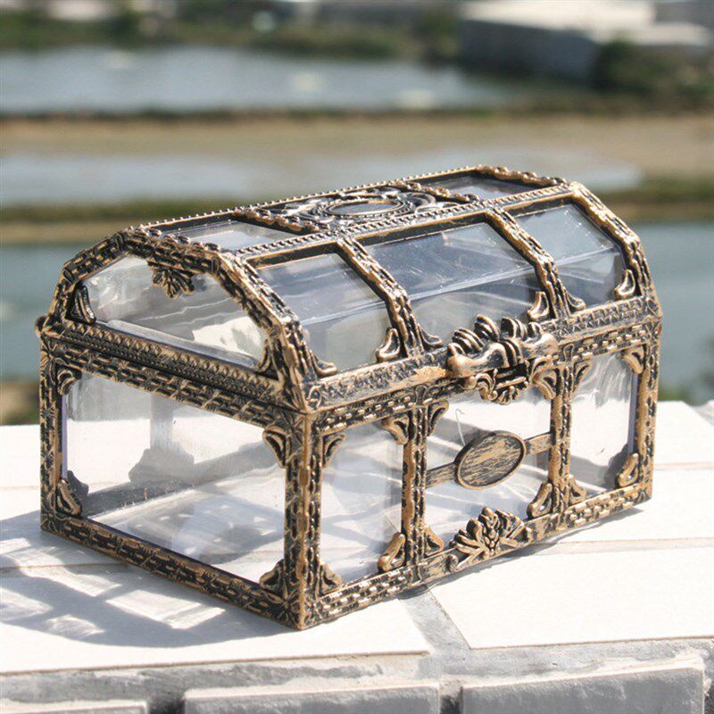 Vintage Transparent Pirate reasure Storage Box Candy Trinket