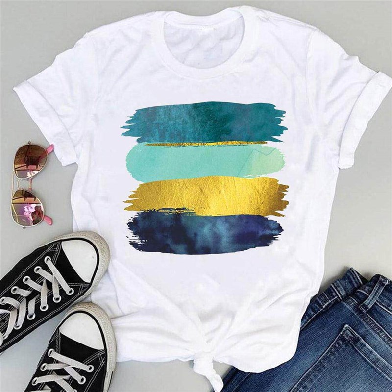 Women Tees Striped Lovely 90s Fashion Short Sleeve Tshirts图片