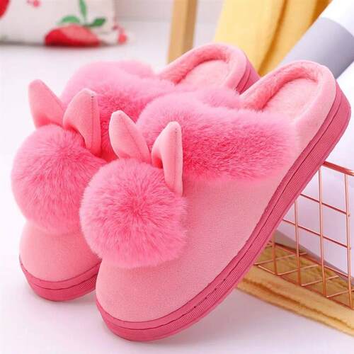 WomenS Winter Plush Rabbit Ear Indoor Cotton Mop Thick