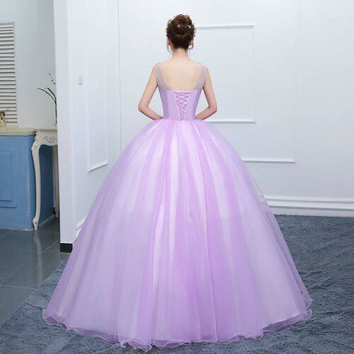 Light Purple Quinceanera Dresses V-nek Appliques Vestidos Sw