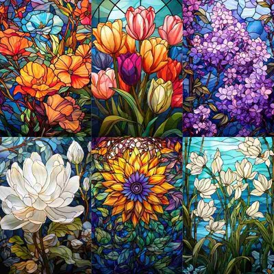 5D Diy Diamond Painting New 2024 Stained Glass Art Sunflower
