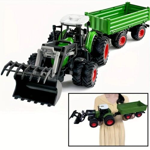 19.7 In/50cm Large Farm Tractor Toys With Trailer and Front