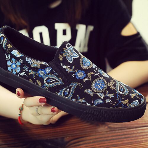 2020 New Autumn Floral nd Casual Korean Lazy Shoes Low-help