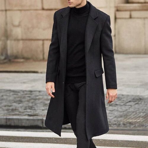 [in Stock] New Five-color British Mens Long rench Coat Wool