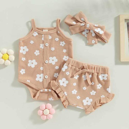 new3pcs Floral Newborn Clothes Set For Baby Girls Summer Out