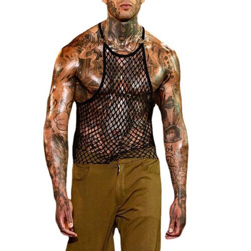 Mens Vest Mesh Transparent Vest Mens Sense Perspective Bre