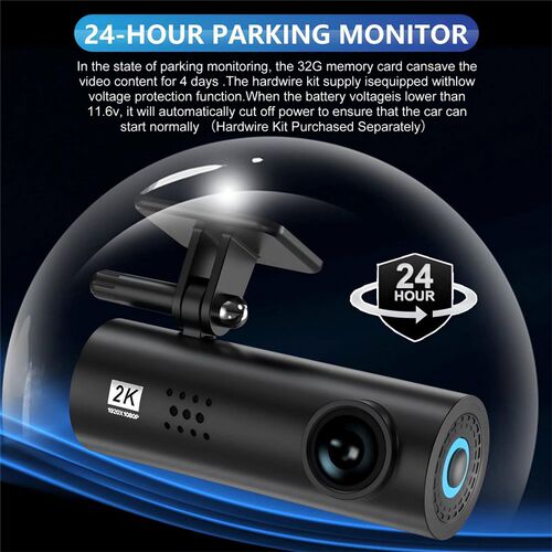 2K Car Dash Cam DVR Recorder Auto Recorder APP Control Black