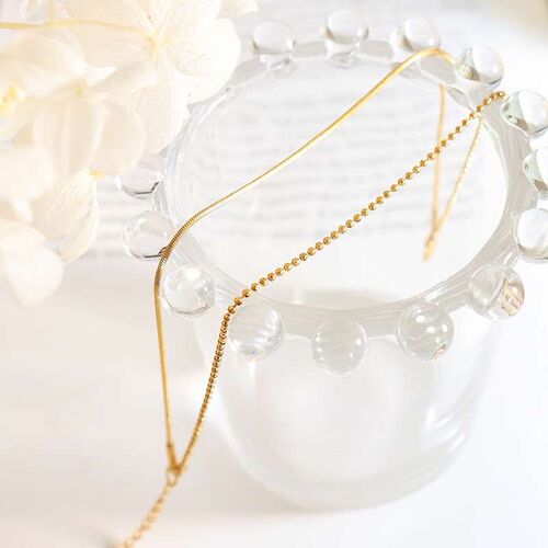 Ins Minimalist Brlet Double-layer Flat Snake Chain Rice Bead