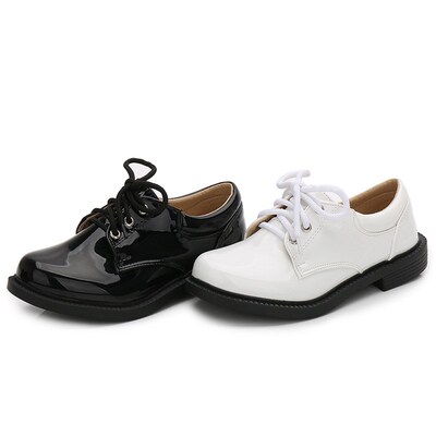 Boys Leather Shoes Black Patent British Style 2025 Schoolboy
