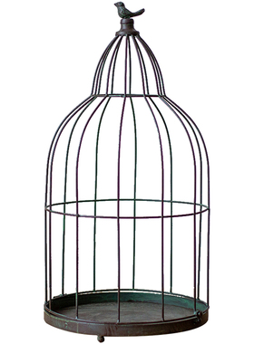 掬涵 铁艺装饰鸟笼花器摆件吊篮花盆花架悬挂烛台插花橱窗婚庆