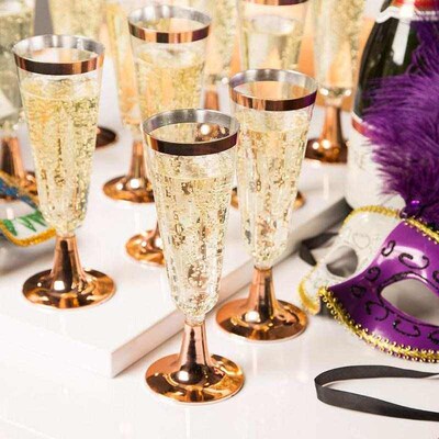 6pcs/Set Disposable Plastic Red Wine Glass Champagne Flute C