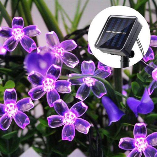Solar Fairy String Light Sakura Garland 5/7/12/22M Peach Flo