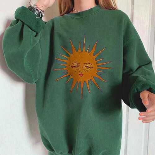 New large loose long sleeve printed sweater for women