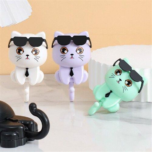 Creative Cute Cat Key Holder Adhesive Coat Hooks Decorative