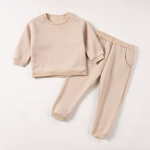2pcs Kids Clothes Sets Solid Thicken Fleece Warm Sweatshirt