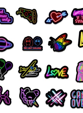 50PCS Cartoon Neon Light Graffiti Stickers Car Guitar Motorc