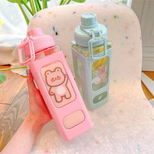 Kawaii Bear Water Bottle For Girls Cute Plastic School Gym