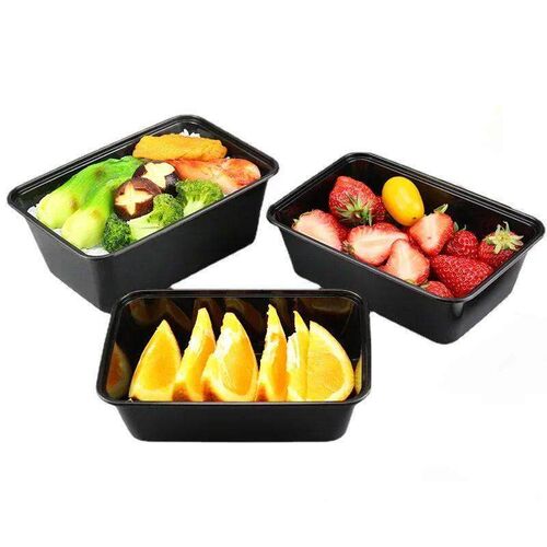 10PCS Plastic Disposable Food Containers Black Take out Cont