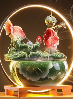 流水招财UTS循环摆件创意玄关礼家居喷泉客水加厅湿办公室开业送