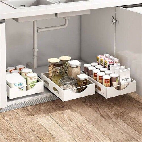 Kitchen Dish Storage Rack, Built-in Pull-out Partition