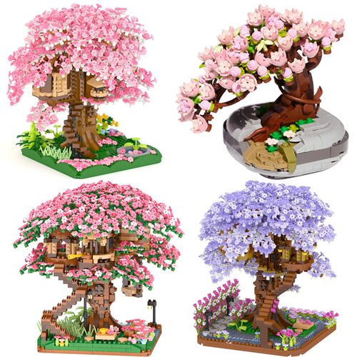 Mini Sakura ree House Build Block City Sreet View Cherry Blo