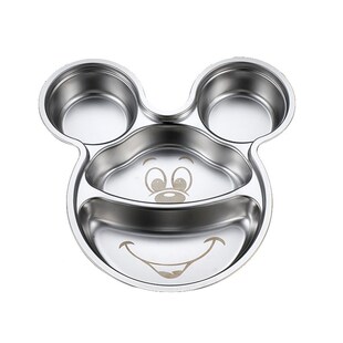 家典美不锈钢儿童分格餐盘幼儿园宝宝卡通餐具家用盘可微波炉