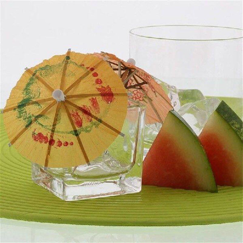 50 Pcs Disposable Umbrellas, Fruit Skewers, Cocktails, - 实物图