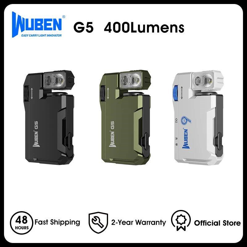 WUBEN G5 Rechargeable EDC Flashlight, 400 Lumens Dual Light
