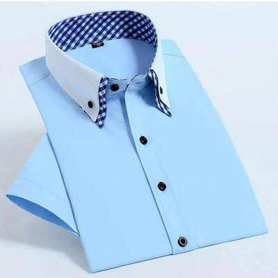 Quality Diamond Men Short Sleeve Shirt Button White Formal S