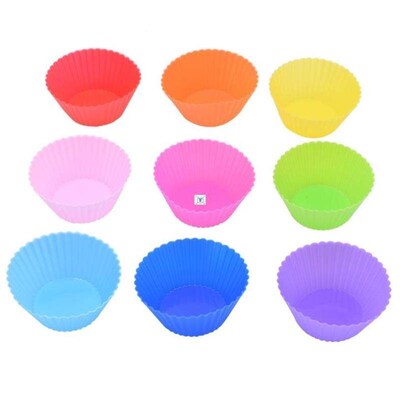 12pcs Silicone Cake Baking Molds Cupcake Molder Round Muffin