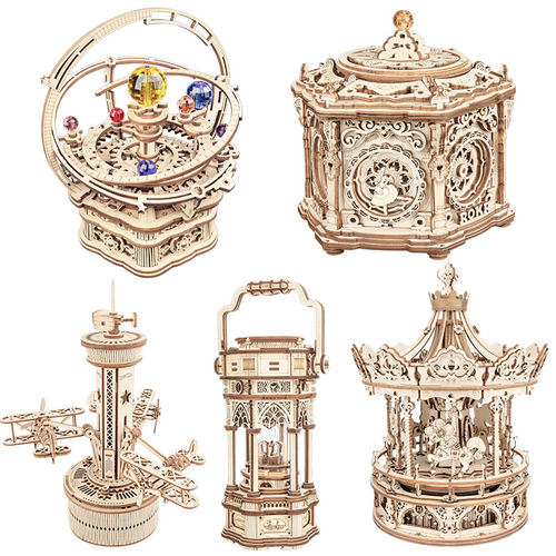 Robotime Rokr Music Box 3D Wooden Puzzle Game Assembly Model