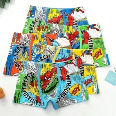 4pcs  Spiderman Childrens Panties Cartoon Cotton Avenger Bo