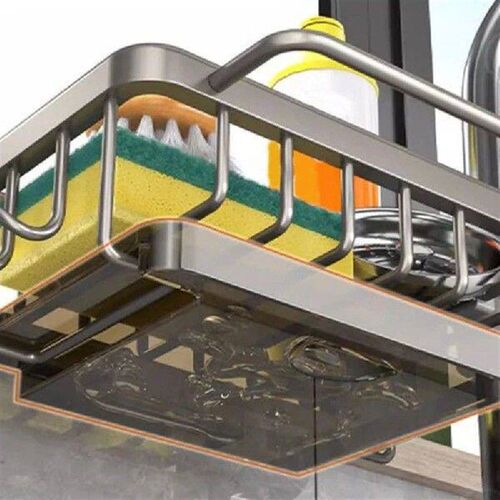 Sponge Holder Over Faucet Kitchen Sink Organizer, Space