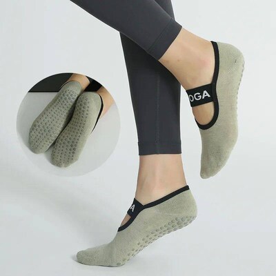 Women Backless Bandage Pilates Socks Towel Bottom Breathable